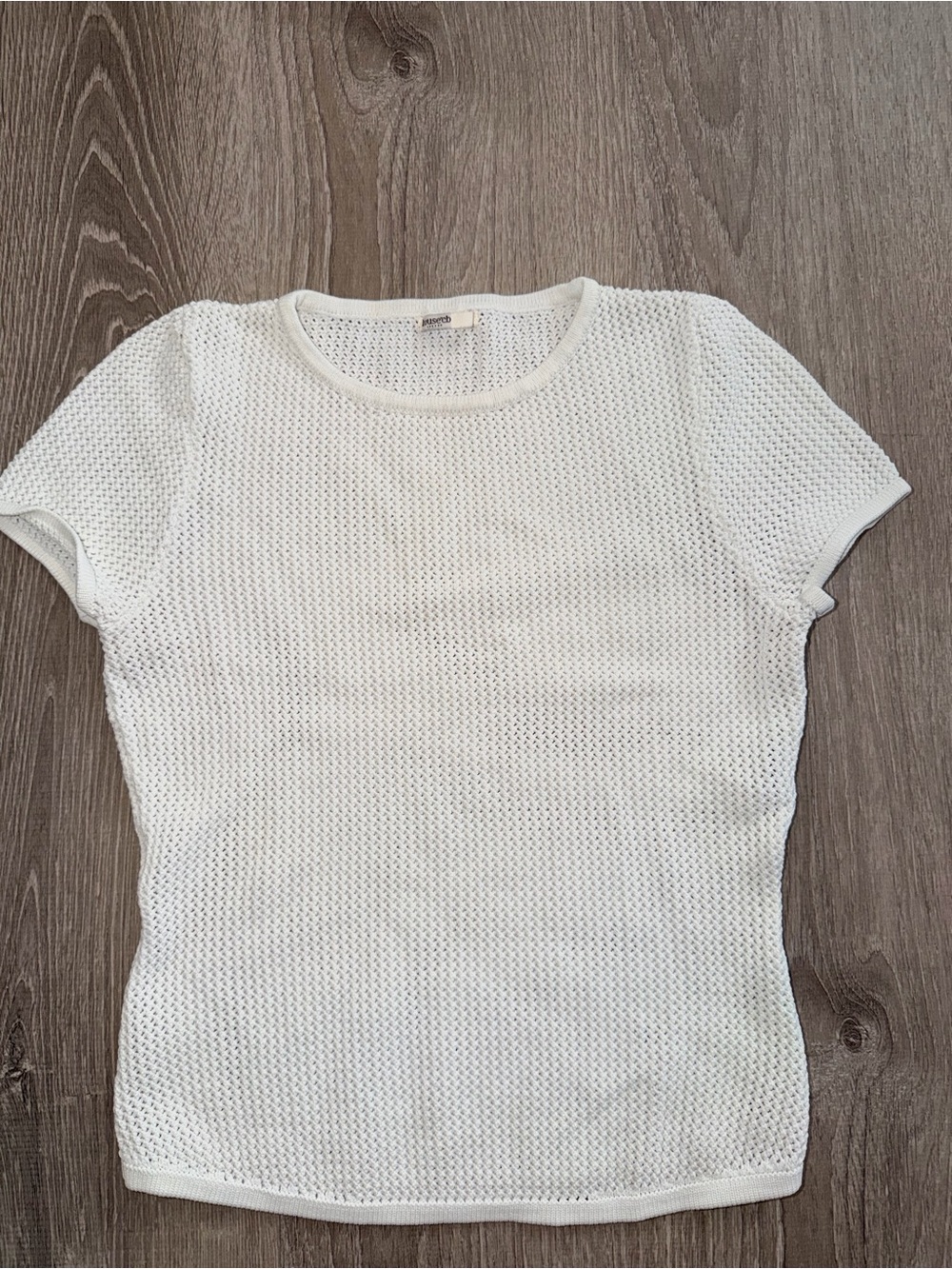 House of CB White Short Sleeve Open-Knit Tee